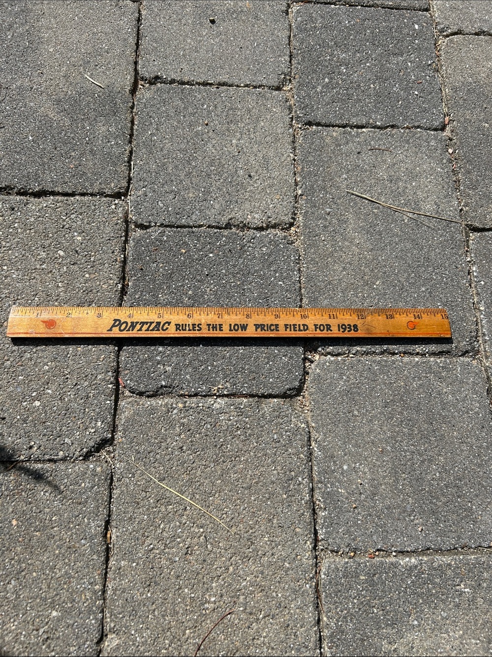 Vintage Pontiac Wooden Ruler 1938